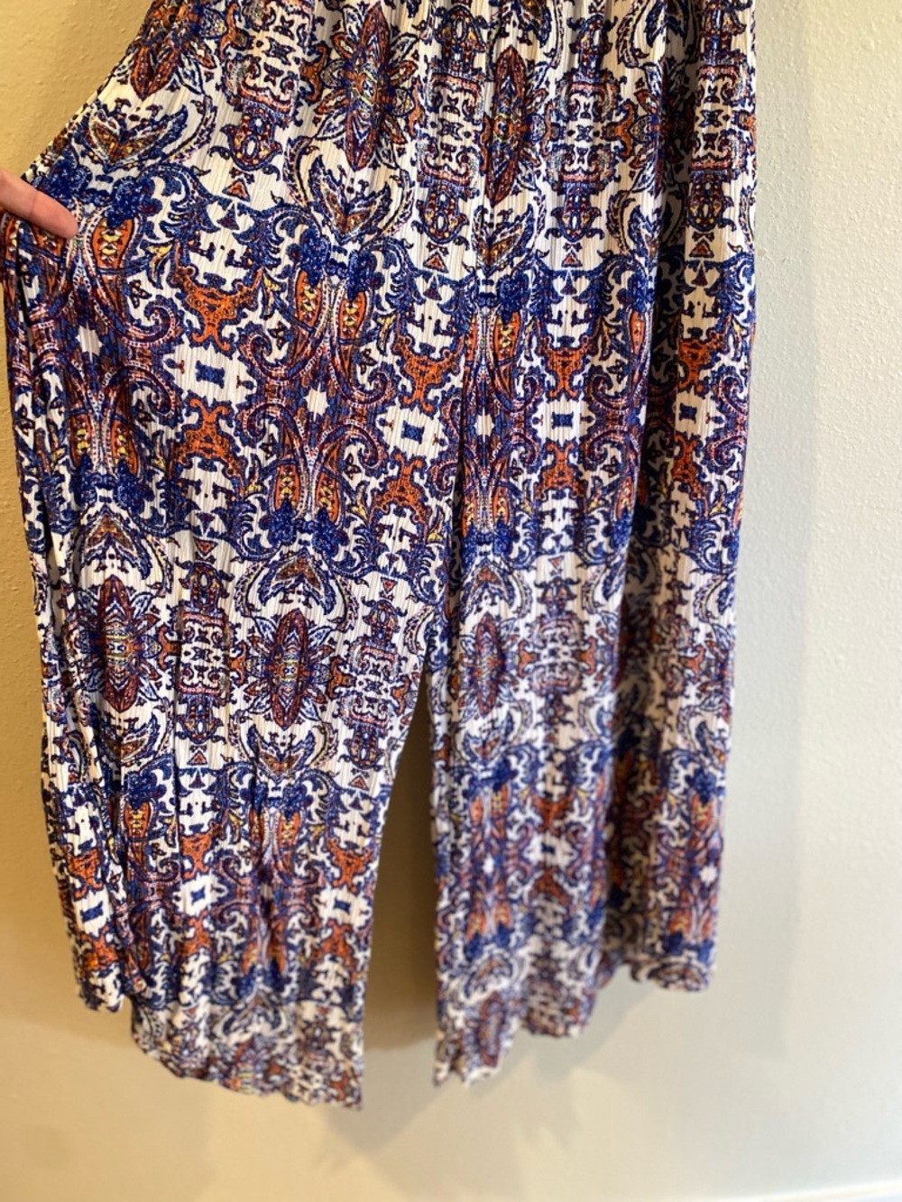 Socialite Paisley Wide Leg Jumpsuit Size Large Pockets Boho Vacation - Picture 3 of 10